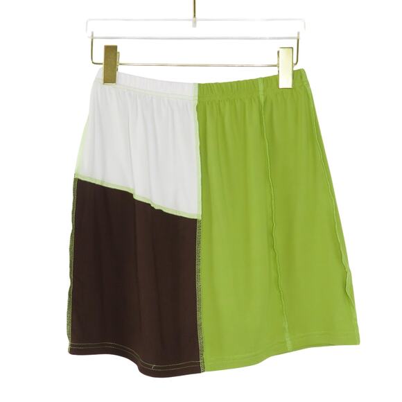 Y2k Cider Lime Green & Brown Colorblock Patchwork Skirt Set Medium Cute - Picture 6 of 9